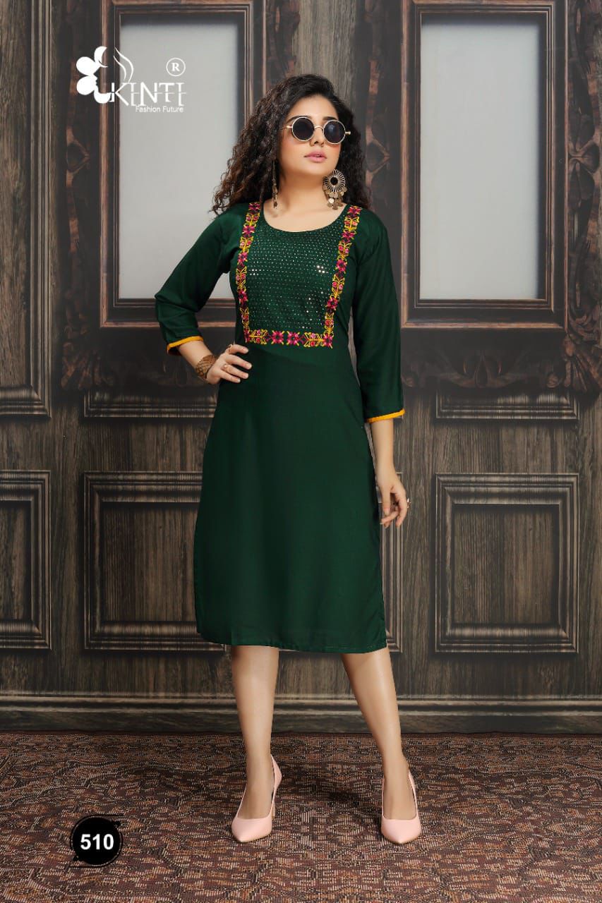 Kinti Sequence 5 Ethnic Wear Rayon Embroidery Work Kurti Collection